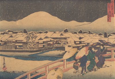 Veduta notturna della casa da tè Yamato da Hasegawa Sadanobu