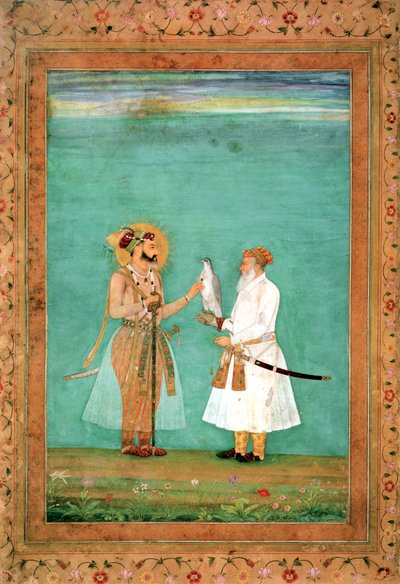 Imperatore Shah Jahan e un cortigiano anziano con un falco, c.1650 da Hashim Hashim
