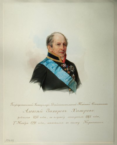 Ritratto di Alexei Zakharovich Khitrovo dal Album delle Guardie Imperiali a Cavallo da Hau