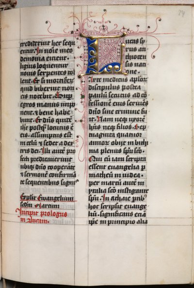 Libro dei Vangeli con ritratti degli evangelisti: iniziale decorata, c. 1480 da Hausbuch Master