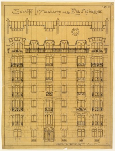 Progetto per la facciata della Société Immobilière de la Rue Modern, n. 6 da Hector Guimard
