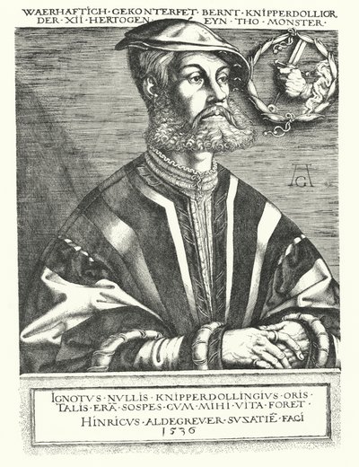 Bernhard Knipperdolling, leader anabattista tedesco e uno dei capi della Ribellione di Münster del 1534-1535 da Heinrich (after) Aldegrever