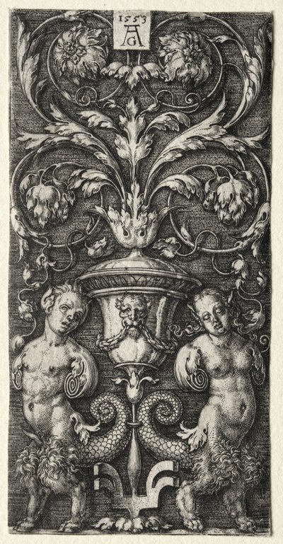 Un Vaso tra Due Figure Chimeriche da Heinrich Aldegrever