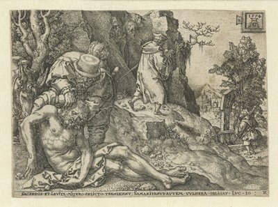 Il buon samaritano cura le ferite da Heinrich Aldegrever