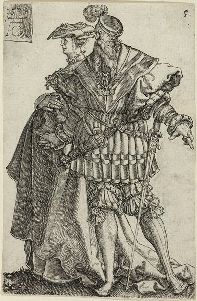 Coppia danzante, tavola cinque da I grandi ballerini di nozze da Heinrich Aldegrever