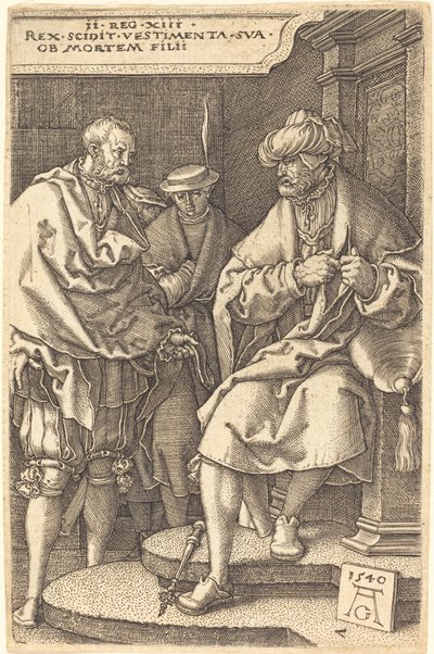 Davide si Spoglia delle Sue Vesti alla Notizia della Morte di Suo Figlio da Heinrich Aldegrever
