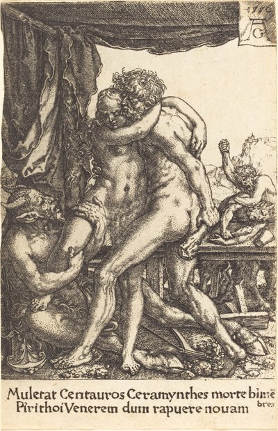 Ercole che impedisce ai centauri di rapire Ippodamia, 1550 da Heinrich Aldegrever
