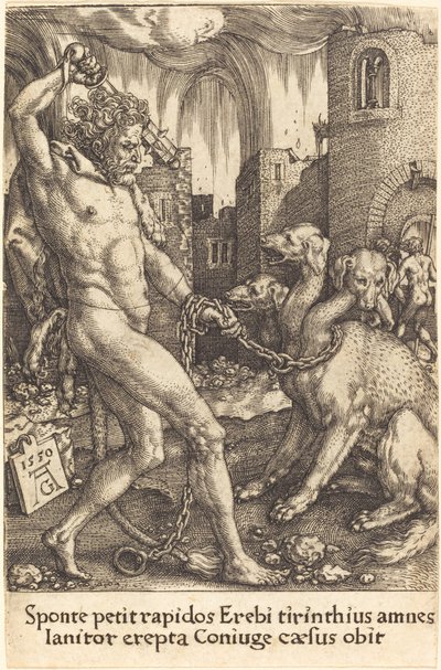 Ercole e Cerbero da Heinrich Aldegrever