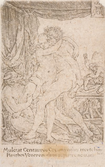 Ercole e Ippodamea, dalla serie:  Le fatiche di Ercole (10) da Heinrich Aldegrever