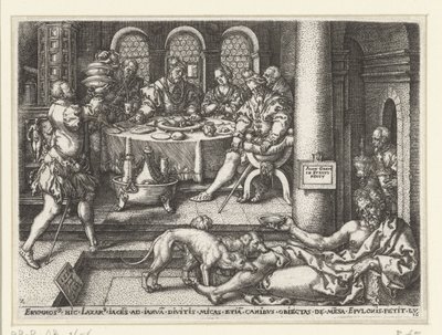 Lazzaro mendica alla porta del ricco da Heinrich Aldegrever
