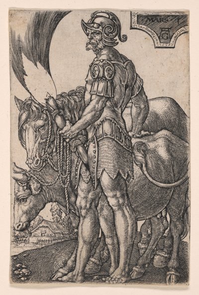 Marte, da Le sette divinità planetarie da Heinrich Aldegrever