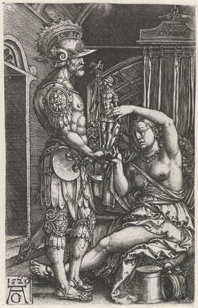 Medea dà una statua a Giasone da Heinrich Aldegrever