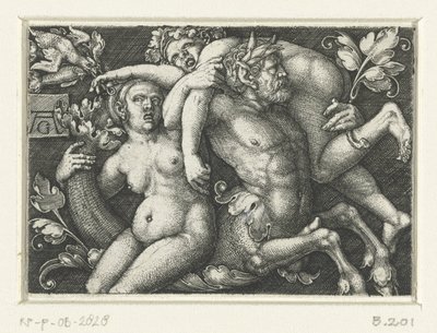 Ornamento con tritone e due nereidi da Heinrich Aldegrever