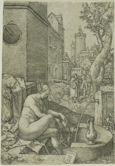 Susanna sorpresa dagli anziani, da La storia di Susanna da Heinrich Aldegrever