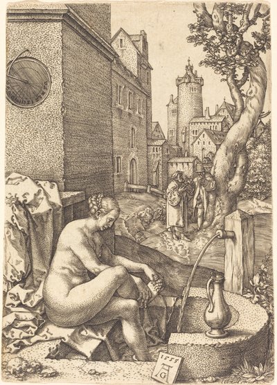 Susanna sorpresa dai due anziani, 1555 da Heinrich Aldegrever