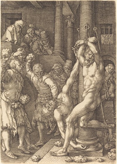 I due anziani lapidati dal popolo da Heinrich Aldegrever