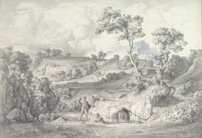 Paesaggio meridionale con un uomo e un serpente da Heinrich Dreber