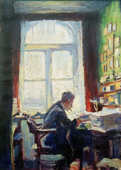 Il poeta Caesar Flaischlen alla scrivania, 1912 da Heinrich Eduard Linde Walther