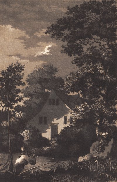 Paesaggio con luna e suonatore di flauto da Heinrich Grosch