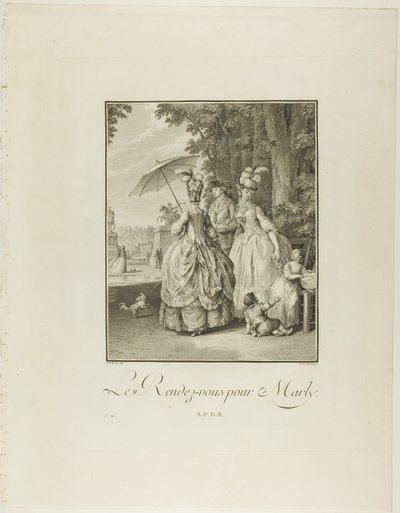 Rendez-vous For Marly, da Monument du Costume Physique et Moral de la fin du Dix-huitième siècle da Heinrich Guttenberg