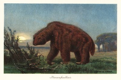 Megatherium americanum al chiaro di luna da Heinrich Harder