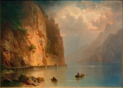 Lago di montagna con parete rocciosa ripida da Heinrich Heinlein