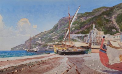 Amalfi, barche da pesca sulla spiaggia da Heinrich Hermanns