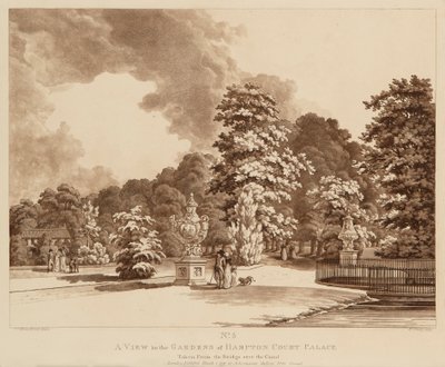 Vista dei giardini di Hampton Court Palace da Heinrich Joseph Schuz