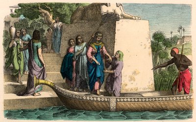 Antico Egitto: Signora distinta che viaggia in una barca da Heinrich Leutemann