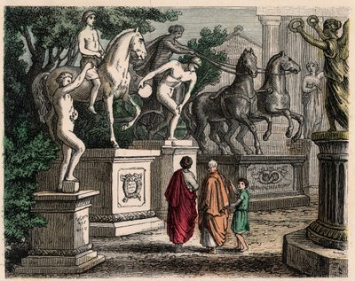 Antica Grecia: Statue dei campioni olimpici erette a Olimpia, 1866 da Heinrich Leutemann