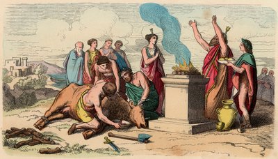 Antica Grecia: Sacrificio rituale del toro - Grecia al tempo dei re da Heinrich Leutemann