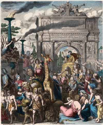 Antica Roma: Una processione trionfale nel foro romano da Heinrich Leutemann