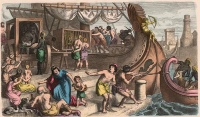 Antica Roma: Viaggio per mare, animali selvatici trasportati per il circo da Heinrich Leutemann