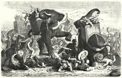 Battaglia di Gaza, 312 a.C. (incisione) da Heinrich Leutemann