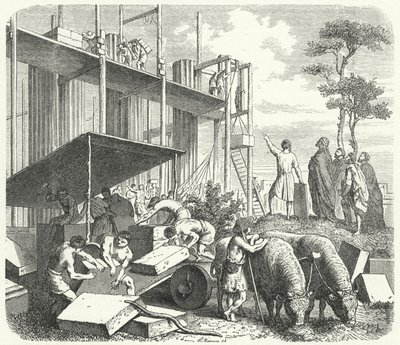 Costruzione di un tempio sul colle Aventino, Roma da Heinrich Leutemann