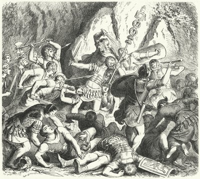 Caduta della gens Fabia romana nella Battaglia del Cremera, 477 a.C. da Heinrich Leutemann
