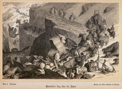 Annibale attraversa le Alpi (incisione) da Heinrich Leutemann