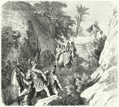 Perseo di Macedonia in marcia attraverso le gole della Tessaglia da Heinrich Leutemann