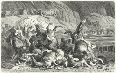 Romani che si schierano in formazione a falange contro la cavalleria trace da Heinrich Leutemann
