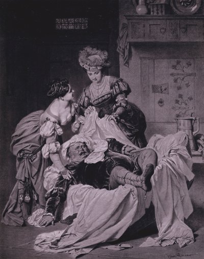 Scena da Le allegre comari di Windsor di Shakespeare (Atto III, Scena 3) da Heinrich Lossow