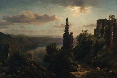 Veduta del lago di Nemi nei monti Albani vicino a Roma da Heinrich Louis Theodor Gurlitt