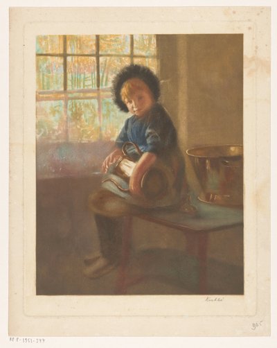 Ragazza che lucida una brocca di rame da Heinrich M. Krabbé (signed by artist)