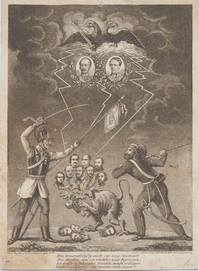 Allegoria della soppressione della rivoluzione ungherese nel 1849 da Heinrich Mansfeld