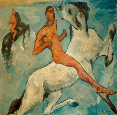 Cavaliere su sfondo blu da Heinrich Nauen