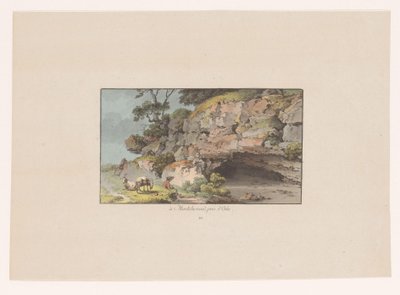 Veduta di un pastore con capre vicino a una grotta a Montcherand (Gezichten op Zwitserland, Collection de quelques vues dessinées en Suisse d