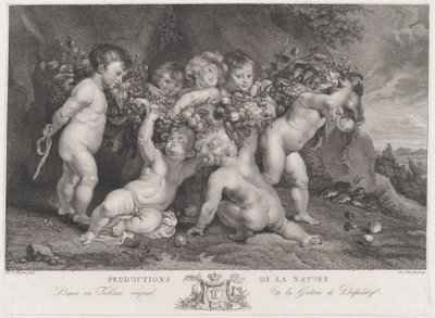 Sette putti che portano una ghirlanda di frutta da Heinrich Schmitz