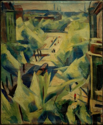 Vista dallo studio sulla diga di Mundsburger e il centro città da Heinrich Stegemann