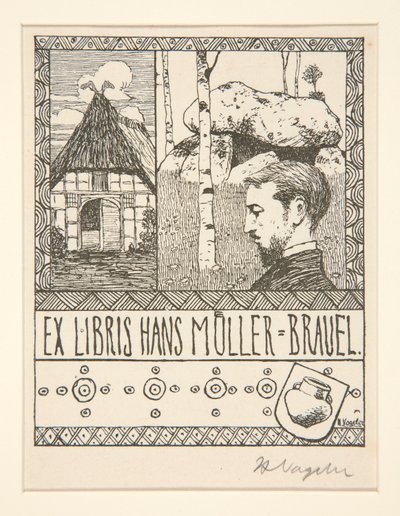 Ex Libris Hans Mueller-Blauel da Heinrich Vogeler