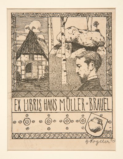 Ex Libris Hans Mueller-Brauel da Heinrich Vogeler