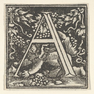 Lettera iniziale A con putto da Heinrich Vogtherr
